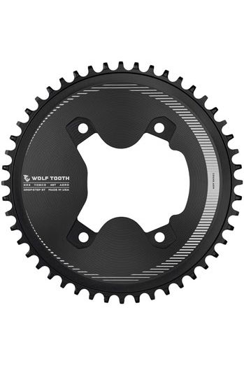 Wolf Tooth Aero 110 Asymmetric BCD Chainring - 46t, 110 Asymmetric BCD, 4-Bolt, Drop-Stop ST, For Shimano GRX 800 Series, Black