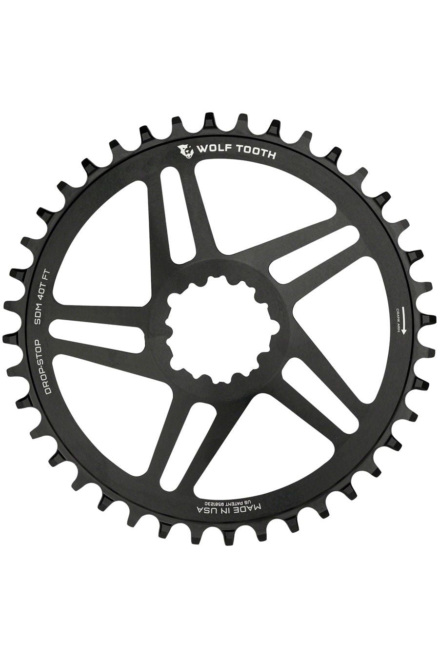 Wolf Tooth Direct Mount Chainring - 42t, SRAM Direct Mount, For SRAM 3-Bolt, 6mm Offset, Drop-Stop B, Flattop Compatible, Black