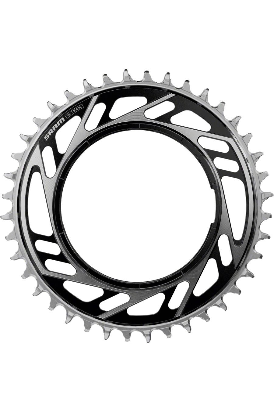 SRAM RED XPLR X-Sync Thread Mount Chainring - 44t, 12/13-Speed, Thread Mount (For RED XPLR AXS PM Spider), 6.5mm Offset, Black/Silver, E1