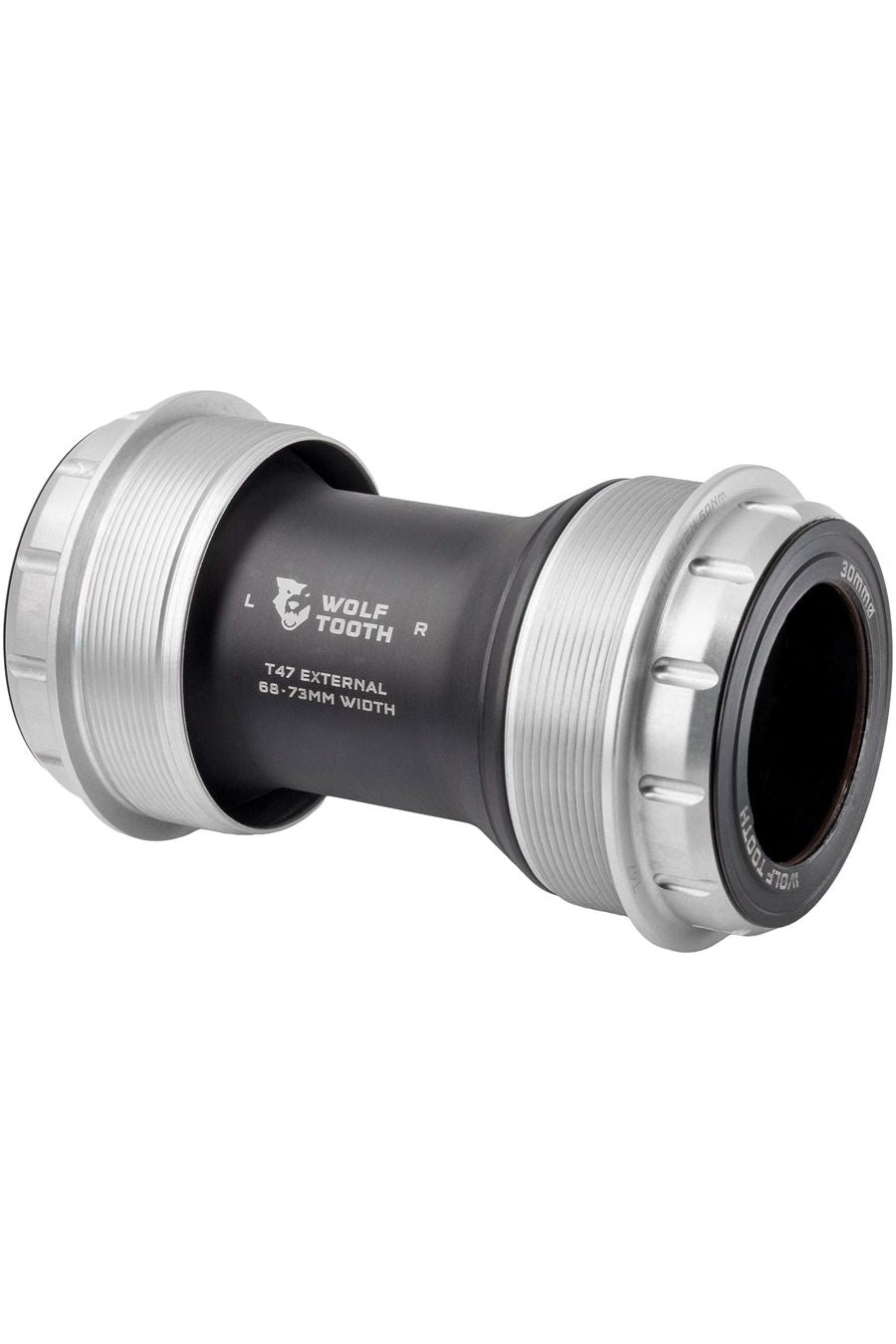 Wolf Tooth T47 External Bottom Bracket - T47 External, 68/73mm, For 30mm Spindle, Raw Silver