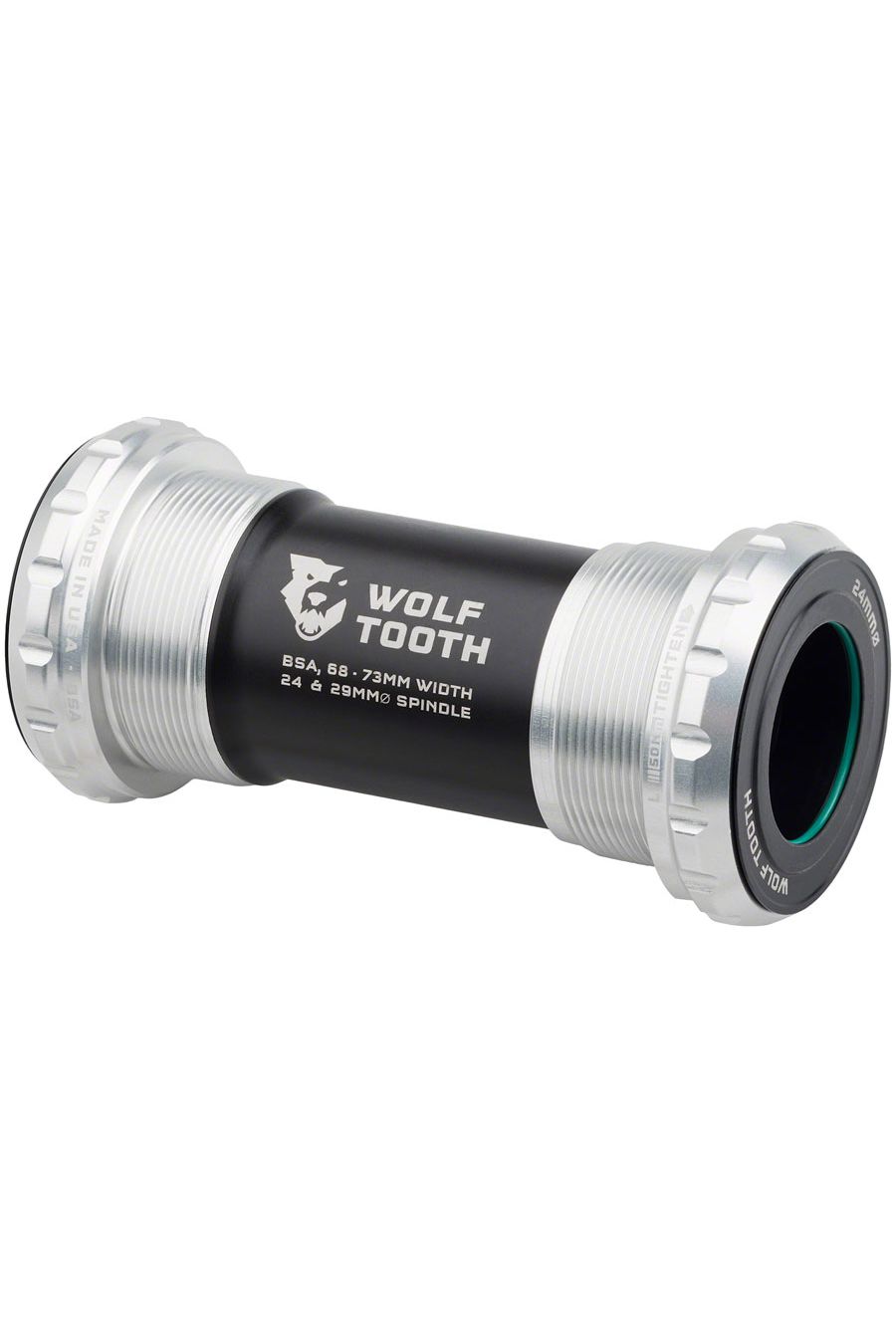 Wolf Tooth Bottom Bracket - English (BSA), 68/73mm, For 24mm Spindle, Raw Silver