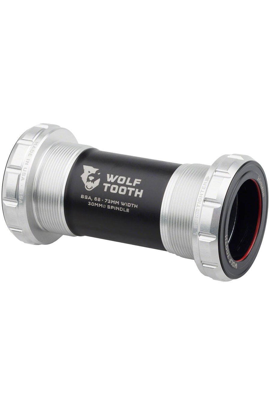 Wolf Tooth Bottom Bracket - English (BSA), 68/73mm, For 30mm Spindle, Raw Silver