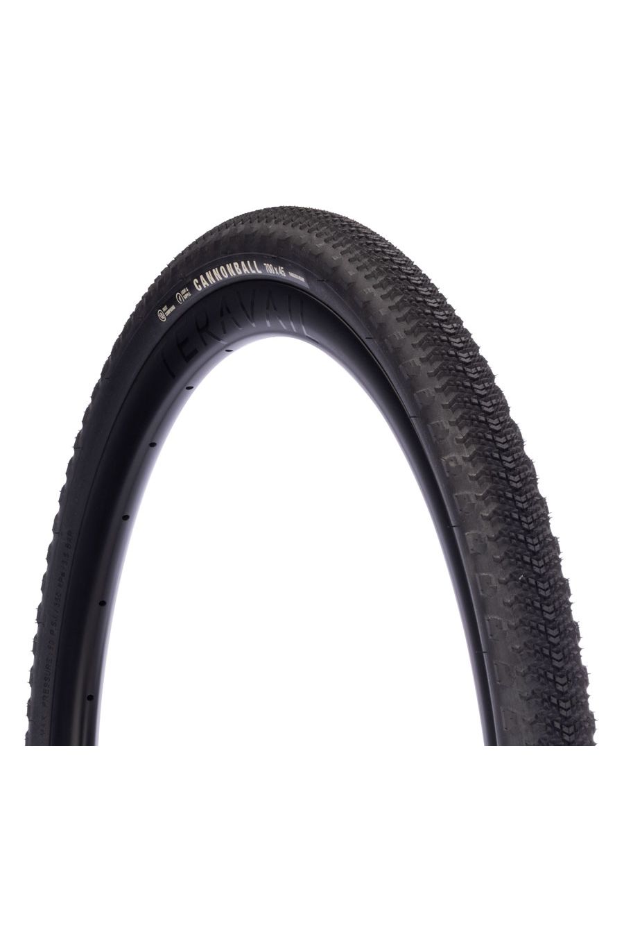 Teravail Cannonball Tire - 700 x 45, Tubeless, Folding, Black, Durable, Fast Compound