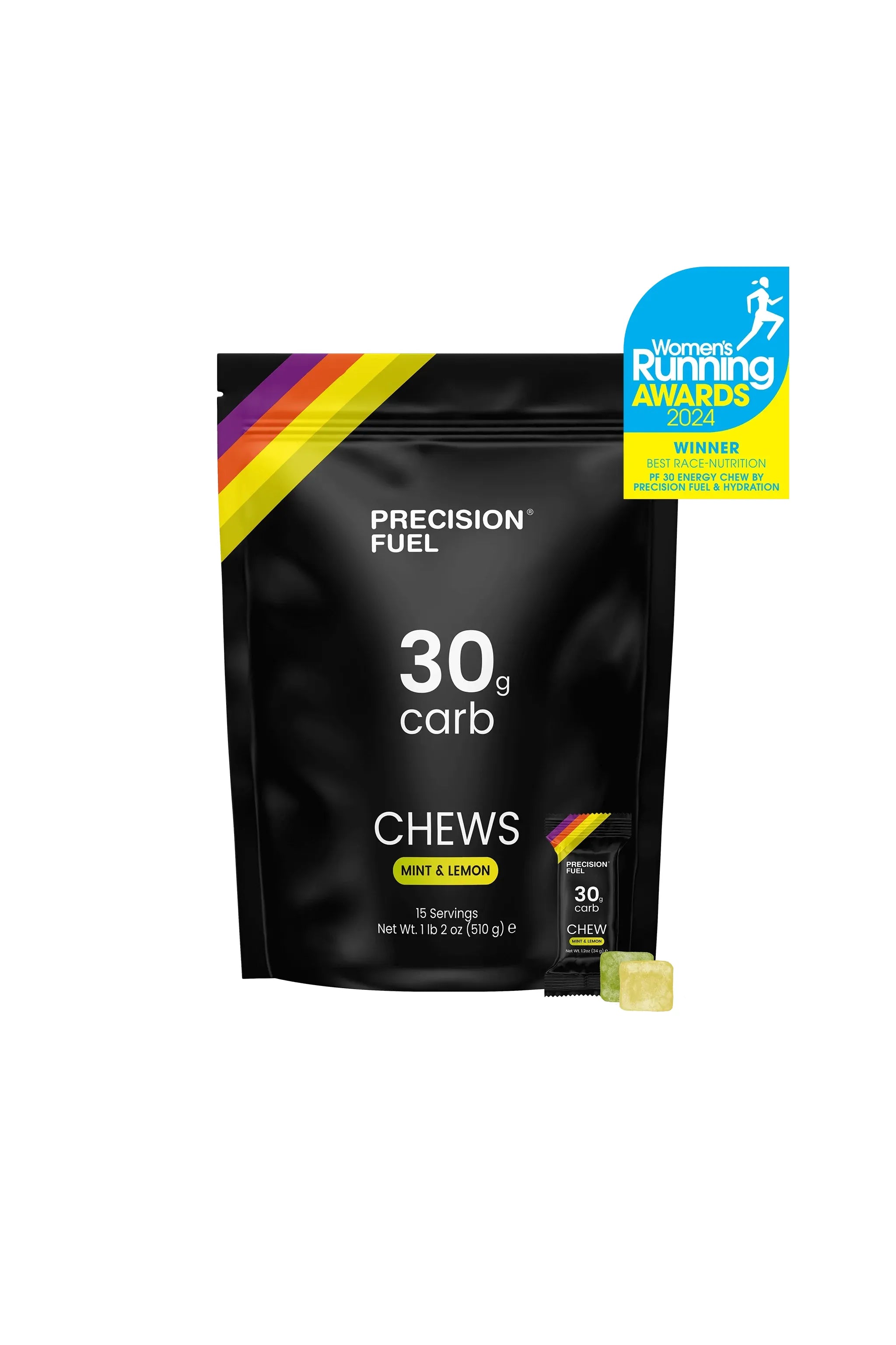 Precision Fuel & Hydration 30g Carb Chew Bar-15 Packets-Mint & Lemon